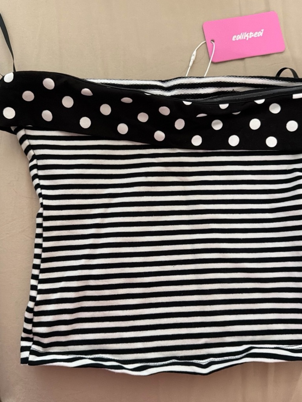 Edikted Black and White Striped & Polka Dot Crop Top
